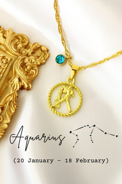 Zodiac Sign & Birthstone | 18K Necklace