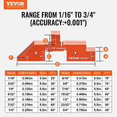 VEVOR Router Table Setup Bars, 14 pcs, Precision Aluminum Setup Blocks Height Gauge Set, with Laser Engraved Size Markings Storage Case, Measuring Depth Height Angle, for Router Table Saw Accessories