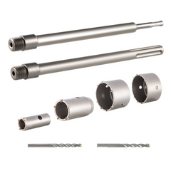 VEVOR Concrete Hole Saw Kit, 1-2/11", 1-3/5", 2-9/16", 3-5/32", 3-15/16" Drill Bit Set SDS Plus & SDS MAX Shank Wall Hole Cutter w/a 4-1/3" Connecting Rod for Concrete, Cement, Stone Wall, Masonry