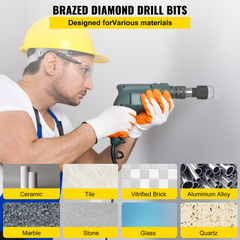 VEVOR Diamond Drill Bits 6PCS Diamond Hole Saw 19/28/32/38/45/51 mm Tile Hole Saw Kit Vacuum Brazed Diamond Drill Bit 0.59in Segment Tile Hole Saw with a Blade for Tile Ceramic Porcelain Marble