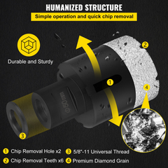 VEVOR Diamond Drill Bits 6PCS Diamond Hole Saw 19/28/32/38/45/51 mm Tile Hole Saw Kit Vacuum Brazed Diamond Drill Bit 0.59in Segment Tile Hole Saw with a Blade for Tile Ceramic Porcelain Marble