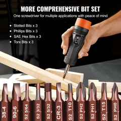 VEVOR 1/4" Drive Torque Screwdriver Wrench Set | 10-70 in-lbs Torque Adjustment Range | 1 in-lb Increment Torque Screwdriver | Driver Bits Set with View Window, 12 Bits & Case, Magnetic Function