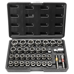 VEVOR Bolt Extractor Set, 29-Piece Bolt and Nut Remover Set, 6mm to 10mm, 13/32" to 3/4", CR-MO Steel Extraction Socket Set with Storage Case, for Removing Damaged Rusted Bolts, Nuts and Screws